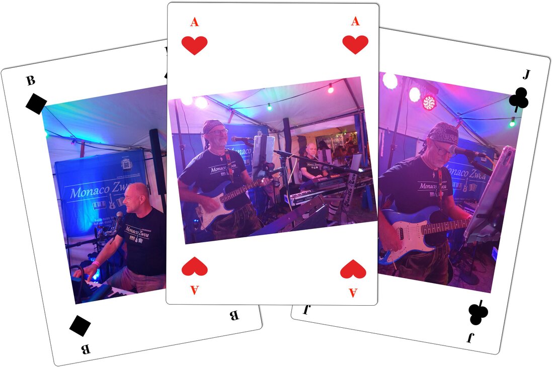 Zwei Musiker beim Auftritt mit stimmungsvollem Licht